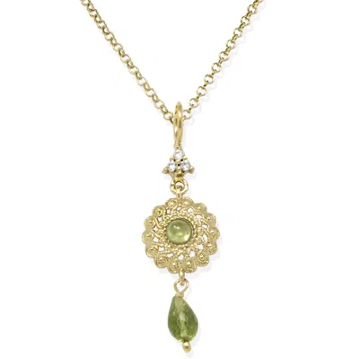 Vintouch Italy Women's Green Filigrana Gold-plated Peridot Necklace