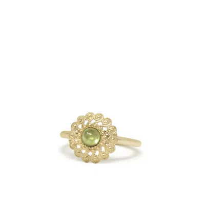 Vintouch Italy Women's Green Filigrana Gold-plated Peridot Ring
