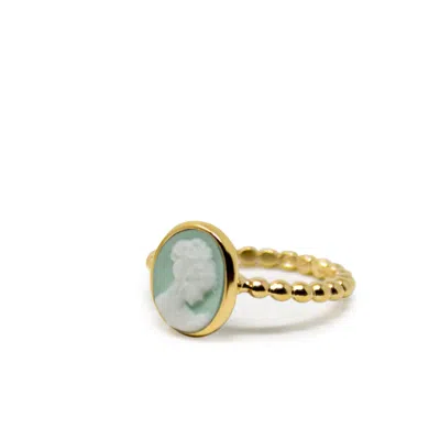 Vintouch Italy Women's Green / Gold Ginevra Green Mini Cameo Stacking Ring In Multi