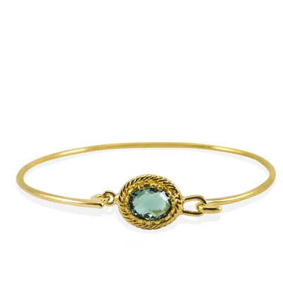 Vintouch Italy Women's Green / Gold Luccichio Green Agate Cuff Bracelet In Multi
