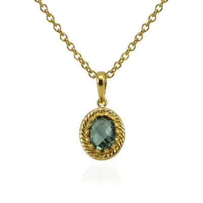 Vintouch Italy Women's Green / Gold Luccichio Green Agate Pendant Necklace In Multi