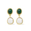 Vintouch Italy Women's Green Gold-plated Malachite & Pearl Earrings In Green