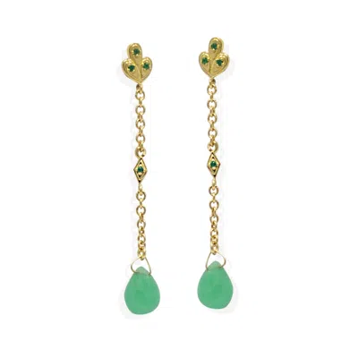 Vintouch Italy Women's Green Luccichio Deco Gold-plated Chrysoprase Earrings
