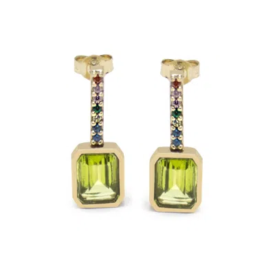 Vintouch Italy Women's Green Luccichio Gold Vermeil Peridot Rainbow Earrings