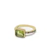 Vintouch Italy Women's Green Luccichio Gold Vermeil Peridot Rainbow Ring In Green