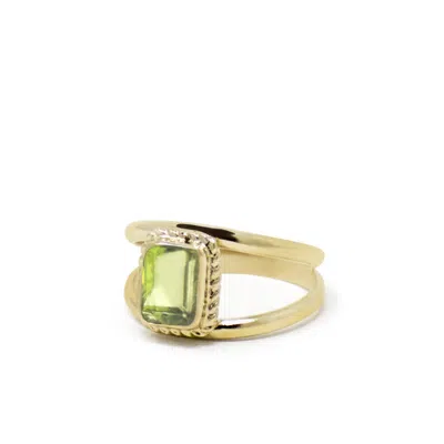 Vintouch Italy Women's Green Luccichio Gold Vermeil Peridot Stacking Ring