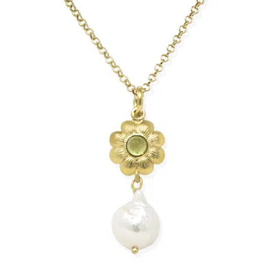Vintouch Italy Women's Green Mini Flower Gold-plated Peridot Necklace