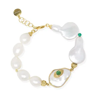 Vintouch Italy Women's Green The Eye Gold-plated Emerald & Pearl Bracelets