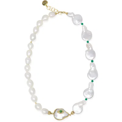 Vintouch Italy Women's Green The Eye Gold-plated Emerald & Pearl Statement Necklace