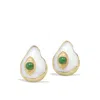 Vintouch Italy Women's Green The Eye Gold-plated Emerald & Pearl Stud Earrings In Green