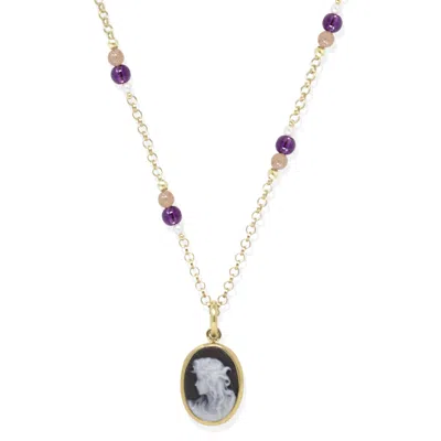 Vintouch Italy Women's Little Lovelies Gold-plated Black Cameo Necklace