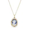 Vintouch Italy Women's Little Lovelies Gold-plated Blue Cameo Pearly Necklace In Blue