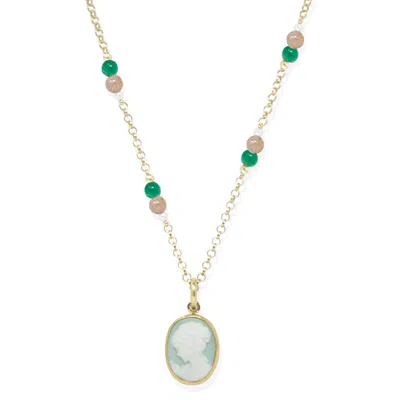 Vintouch Italy Women's Little Lovelies Gold-plated Green Cameo Necklace