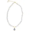 Vintouch Italy Women's Little Lovelies Gold-plated Pearl & Bead Blue Cameo Necklace In Blue