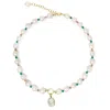 Vintouch Italy Women's Little Lovelies Gold-plated Pearl & Bead Green Cameo Necklace In Multi
