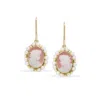 Vintouch Italy Women's Little Lovelies Gold-plated Pink Cameo Pearly Earrings In Pink