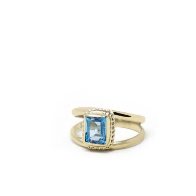 Vintouch Italy Women's Luccichio Gold Vermeil Blue Topaz Stacking Ring