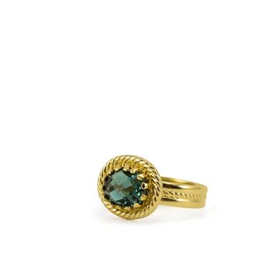 Vintouch Italy Women's Luccichio Green Agate Band Ring