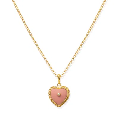 Vintouch Italy Women's Pink / Gold Lovelight Gold-plated Pink Heart Necklace In Multi