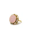 Vintouch Italy Women's Pink / Gold Pink Initial H Cameo Ring With Pearls In Multi