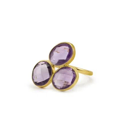 Vintouch Italy Women's Pink Panarea Amethist Gold Ring