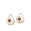Vintouch Italy Women's Pink The Eye Gold-plated Ruby & Pearl Stud Earrings In Pink