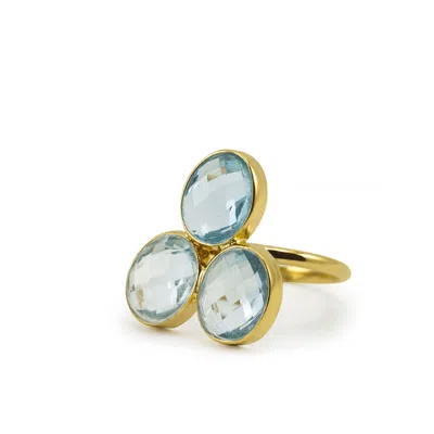 Vintouch Italy Women's Positano Sky Blue Topaz Gold Ring