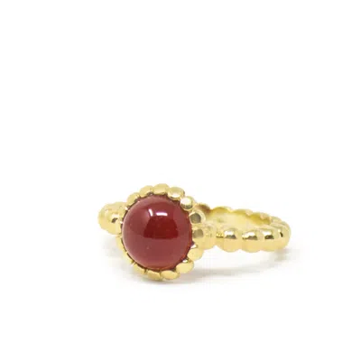Vintouch Italy Women's Red Carnelian Beady Stacking Ring