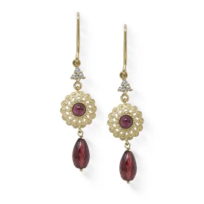 Vintouch Italy Women's Red Filigrana Gold-plated Garnet Earrings