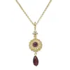 Vintouch Italy Women's Red Filigrana Gold-plated Garnet Necklace In Red