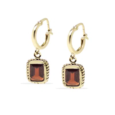 Vintouch Italy Women's Red / Gold Luccichio Gold Vermeil Garnet Hoop Earrings In Multi