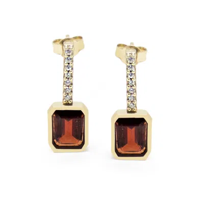 Vintouch Italy Women's Red / Gold Luccichio Gold Vermeil Garnet Sparkle Earrings In Multi