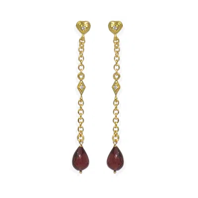 Vintouch Italy Women's Red Luccichio Deco Gold-plated Garnet Earrings