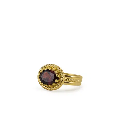Vintouch Italy Women's Red Luccichio Garnet Band Ring