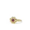 Vintouch Italy Women's Red Mini Flower Gold-plated Rhodolite Ring In Red