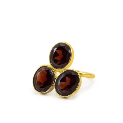 Vintouch Italy Women's Red Pompei Garnet Gold Ring
