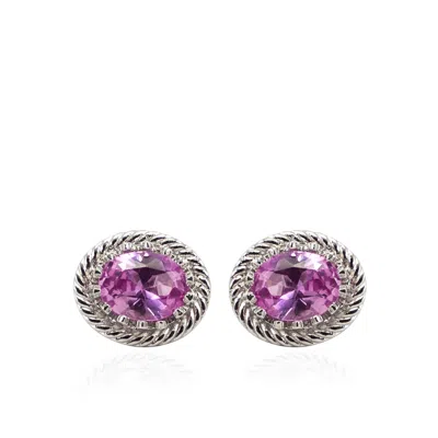 Vintouch Italy Women's Silver / Pink Luccichio Pink Agate Stud Earrings In Multi