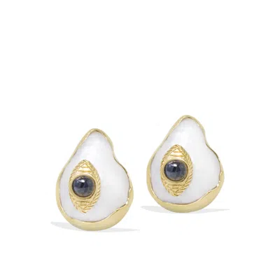 Vintouch Italy Women's The Eye Gold-plated Blue Sapphire & Pearl Stud Earrings
