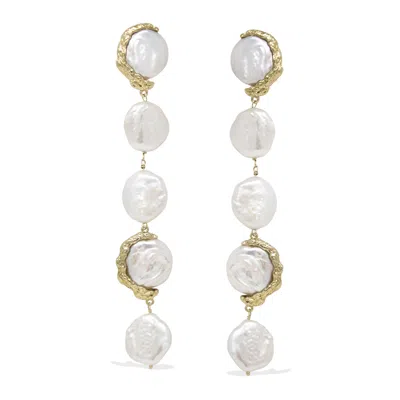 Vintouch Italy Women's White Ad Astra Gold-plated Pearl Statement Earrings