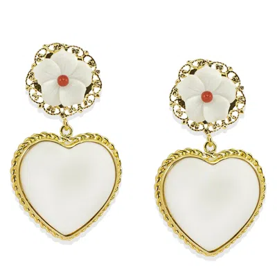 Vintouch Italy Women's White Be My Lover Porcelain & Coral Earrings