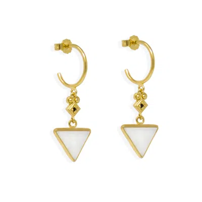 Vintouch Italy Women's White Deco Gold-plated Mini Hoop Earrings