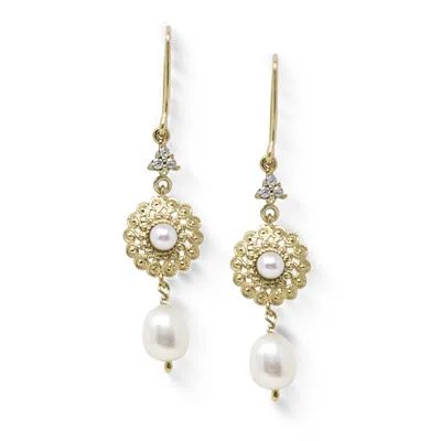 Vintouch Italy Women's White Filigrana Gold-plated Pearl Earrings