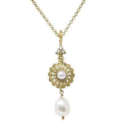 Vintouch Italy Women's White Filigrana Gold-plated Pearl Necklace