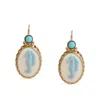 Vintouch Italy Women's White / Gold / Blue Seahorse Cameo Earrings With Turquoise In Multi