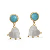 Vintouch Italy Women's White / Green / Gold Happy Hearts Earrings With Amazonite And Pearls In Multi