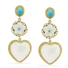 Vintouch Italy Women's White Mamma Mia Turquoise Statement Earrings In White