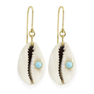 Vintouch Italy Women's White Turquoise & Cowrie Shell Earrings