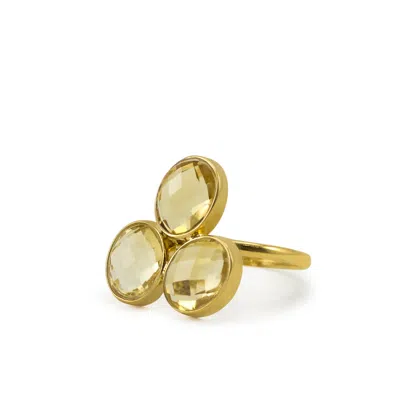 Vintouch Italy Women's Yellow Capri Citrine Gold Ring