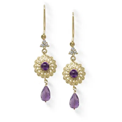 Vintouch Italy Women's Yellow Filigrana Gold-plated Amethyst Earrings