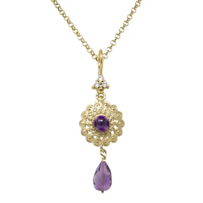 Vintouch Italy Women's Yellow Filigrana Gold-plated Amethyst Necklace